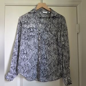 Snake Print Sheer Button Down Shirt